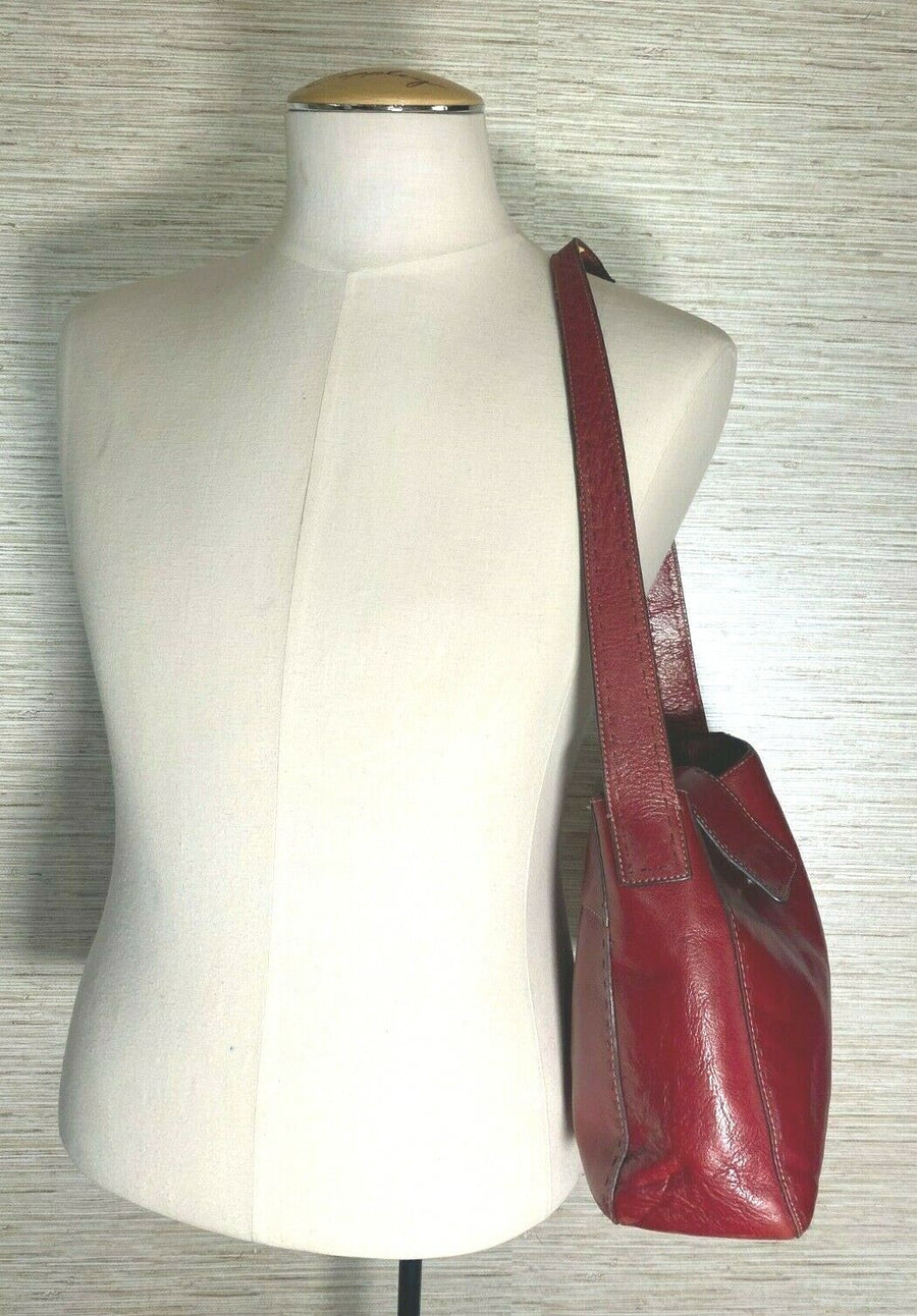 Vintage FOSSIL Key Oxblood Dark Red Leather Bucket Shoulder Bag Purse –  RESALE WAY